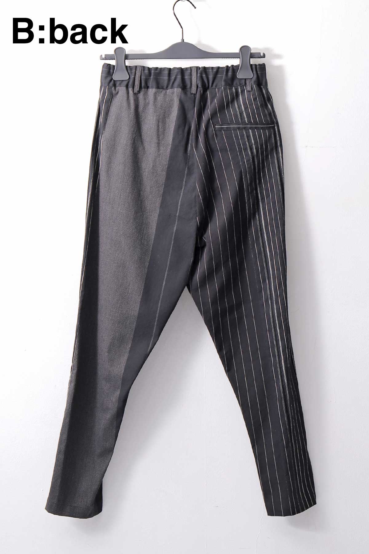 【NOSTRASANTISSIMA】UNISEX MIXED STRIPES PANTS P17_BLACK