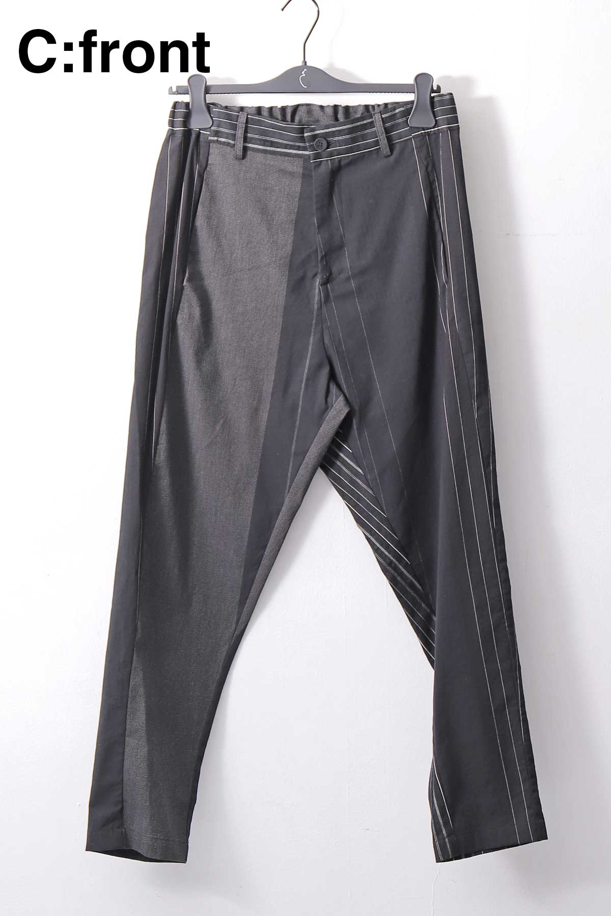 【NOSTRASANTISSIMA】UNISEX MIXED STRIPES PANTS P17_BLACK