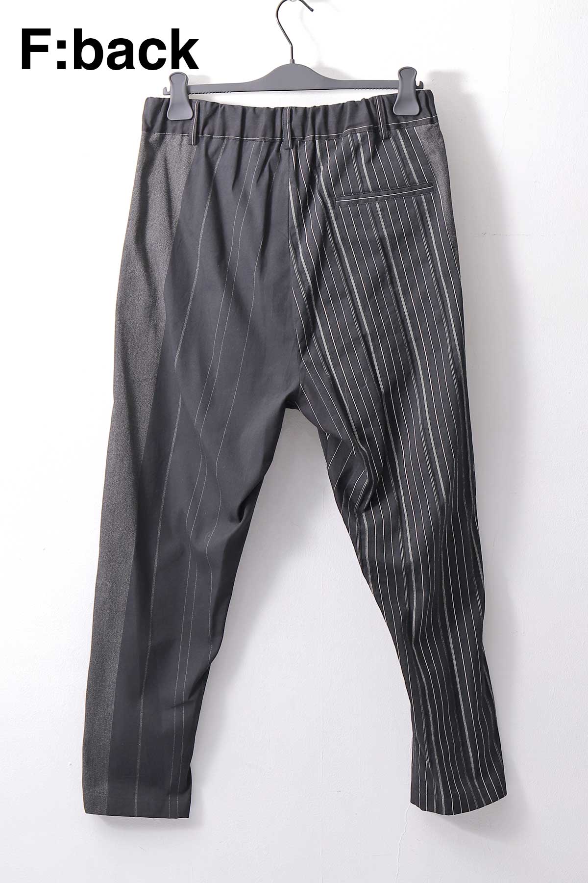【NOSTRASANTISSIMA】UNISEX MIXED STRIPES PANTS P17_BLACK