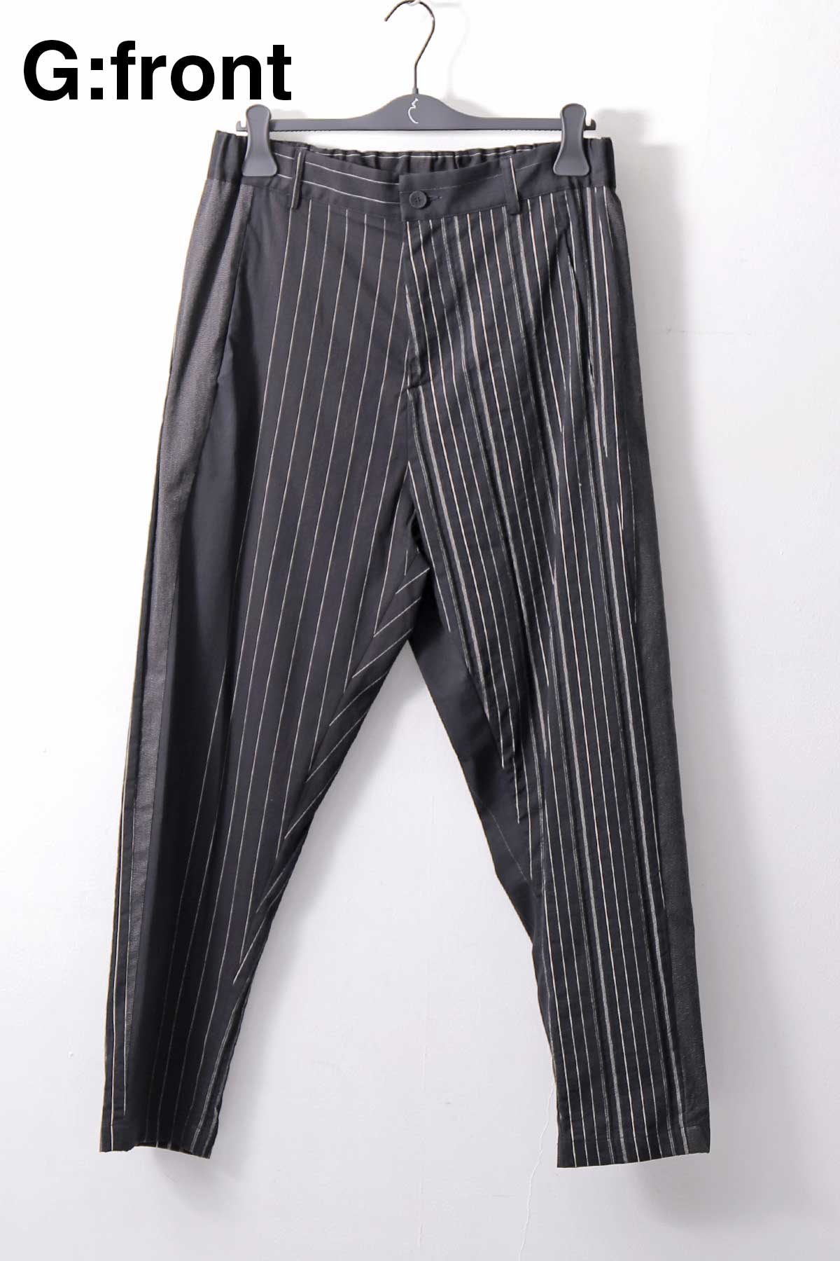 【NOSTRASANTISSIMA】UNISEX MIXED STRIPES PANTS P17_BLACK