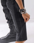 【NOSTRASANTISSIMA】UNISEX MIXED STRIPES PANTS P17_BLACK