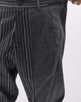 【NOSTRASANTISSIMA】UNISEX MIXED STRIPES PANTS P17_BLACK