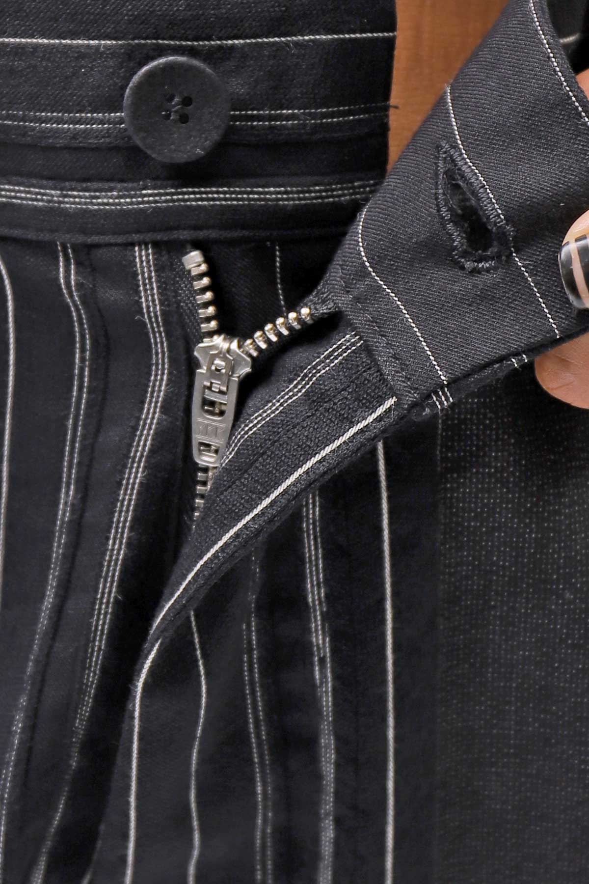 【NOSTRASANTISSIMA】UNISEX MIXED STRIPES PANTS P17_BLACK