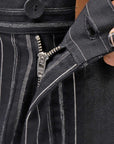 【NOSTRASANTISSIMA】UNISEX MIXED STRIPES PANTS P17_BLACK