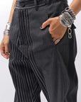 【NOSTRASANTISSIMA】UNISEX MIXED STRIPES PANTS P17_BLACK