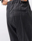 【NOSTRASANTISSIMA】UNISEX MIXED STRIPES PANTS P17_BLACK