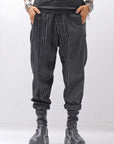 【NOSTRASANTISSIMA】UNISEX MIXED STRIPES PANTS P17_BLACK
