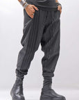 【NOSTRASANTISSIMA】UNISEX MIXED STRIPES PANTS P17_BLACK