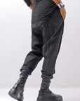 【NOSTRASANTISSIMA】UNISEX MIXED STRIPES PANTS P17_BLACK