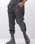 【NOSTRASANTISSIMA】UNISEX MIXED STRIPES PANTS P17_BLACK