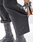 【NOSTRASANTISSIMA】UNISEX STRETCH COTTON LOW CROTCH DENIM PANTS P102_BLACK