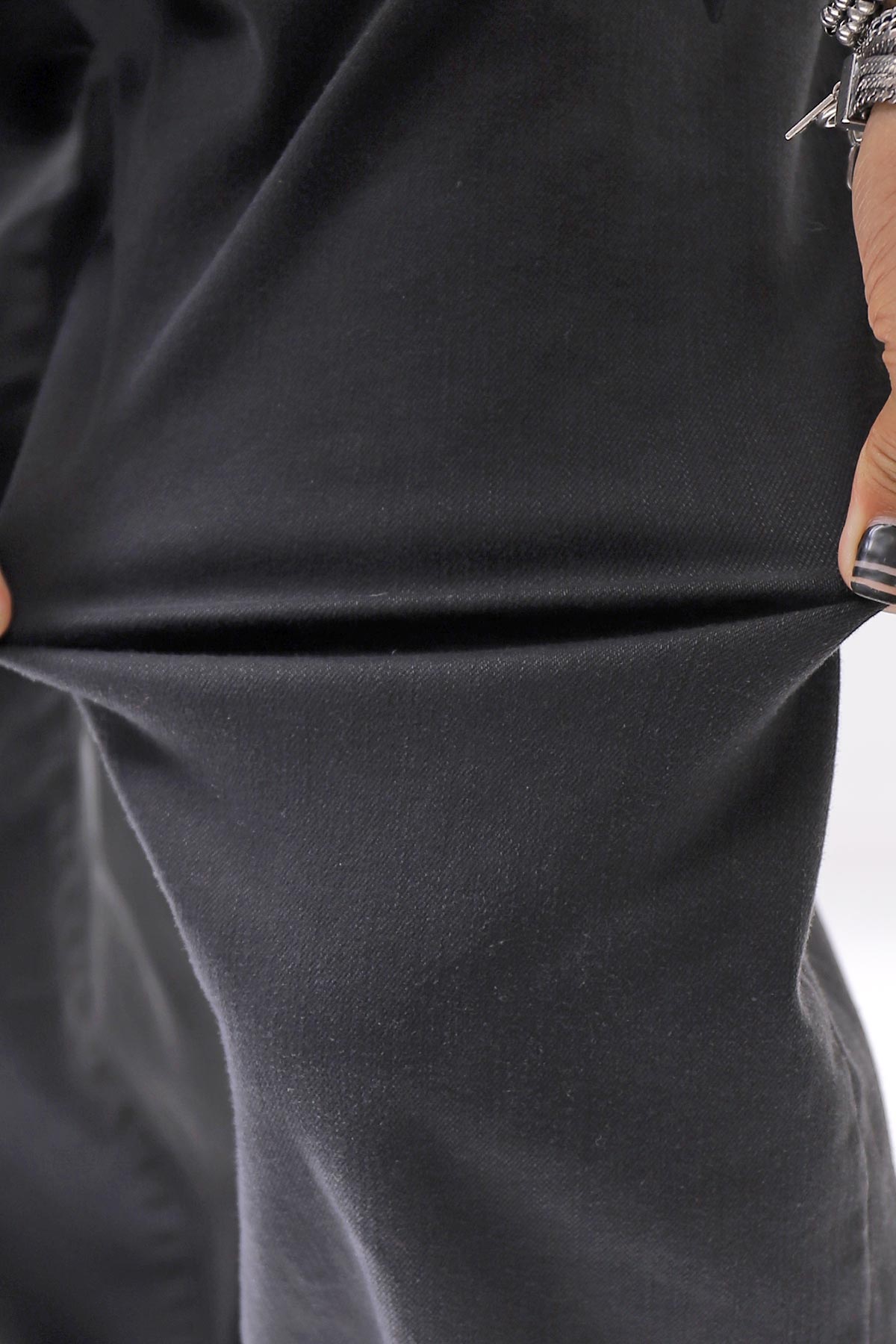 【NOSTRASANTISSIMA】UNISEX STRETCH COTTON LOW CROTCH DENIM PANTS P102_BLACK