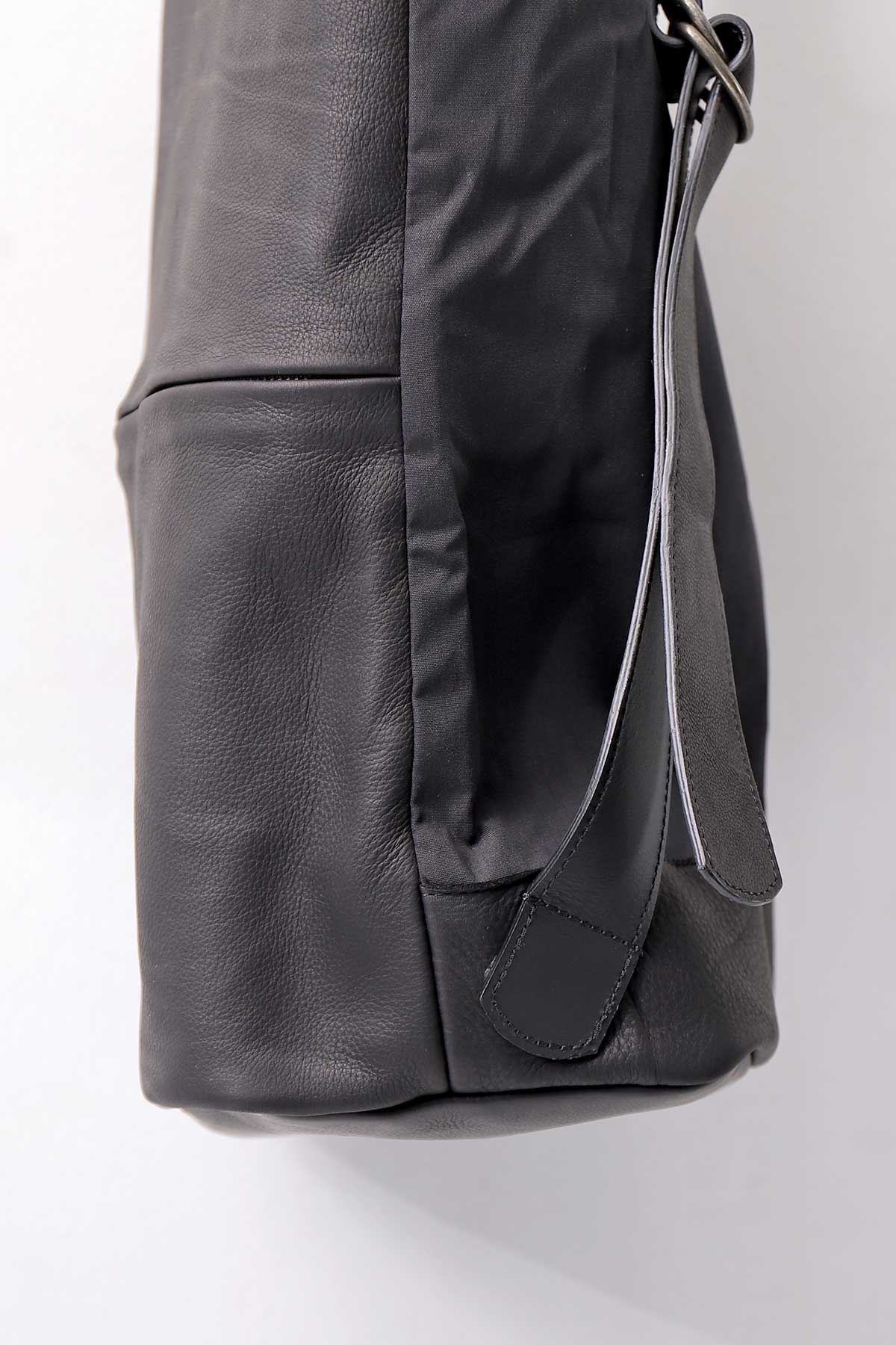 【MIRANDA KALOUDIS】 UNISEX 2WAY WAXED COWHIDE REGULAR BAG_BLACK