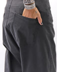 【NOSTRASANTISSIMA】UNISEX STRETCH COTTON LOW CROTCH DENIM PANTS P102_BLACK