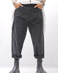【NOSTRASANTISSIMA】UNISEX STRETCH COTTON LOW CROTCH DENIM PANTS P102_BLACK