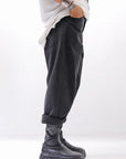 【NOSTRASANTISSIMA】UNISEX STRETCH COTTON LOW CROTCH DENIM PANTS P102_BLACK