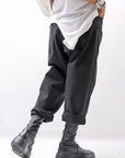 【NOSTRASANTISSIMA】UNISEX STRETCH COTTON LOW CROTCH DENIM PANTS P102_BLACK