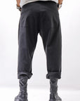 【NOSTRASANTISSIMA】UNISEX STRETCH COTTON LOW CROTCH DENIM PANTS P102_BLACK