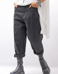 【NOSTRASANTISSIMA】UNISEX STRETCH COTTON LOW CROTCH DENIM PANTS P102_BLACK