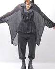 【NOSTRASANTISSIMA】 OVERSIZED DOLMAN SLEEVE DYED BLOUSE C143_GREY FADE