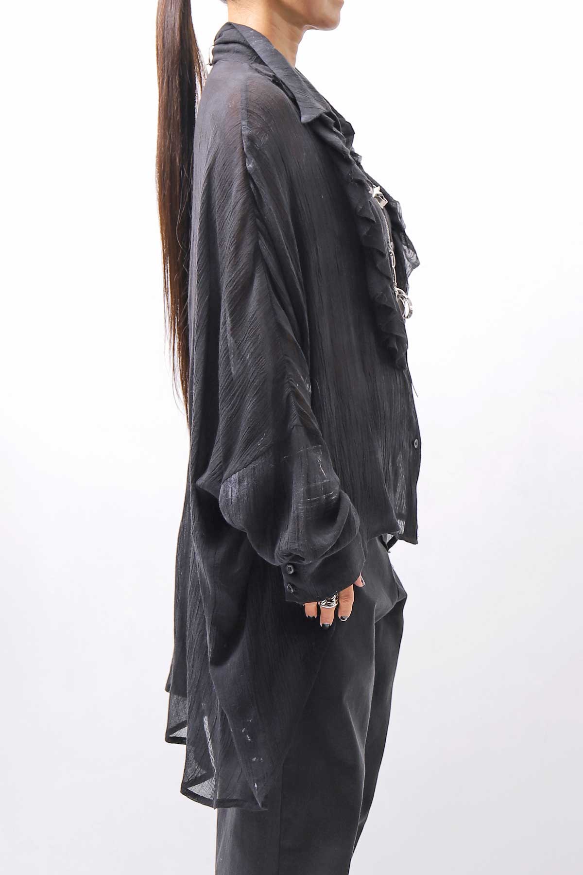 【NOSTRASANTISSIMA】 OVERSIZED DOLMAN SLEEVE DYED BLOUSE C143_GREY FADE