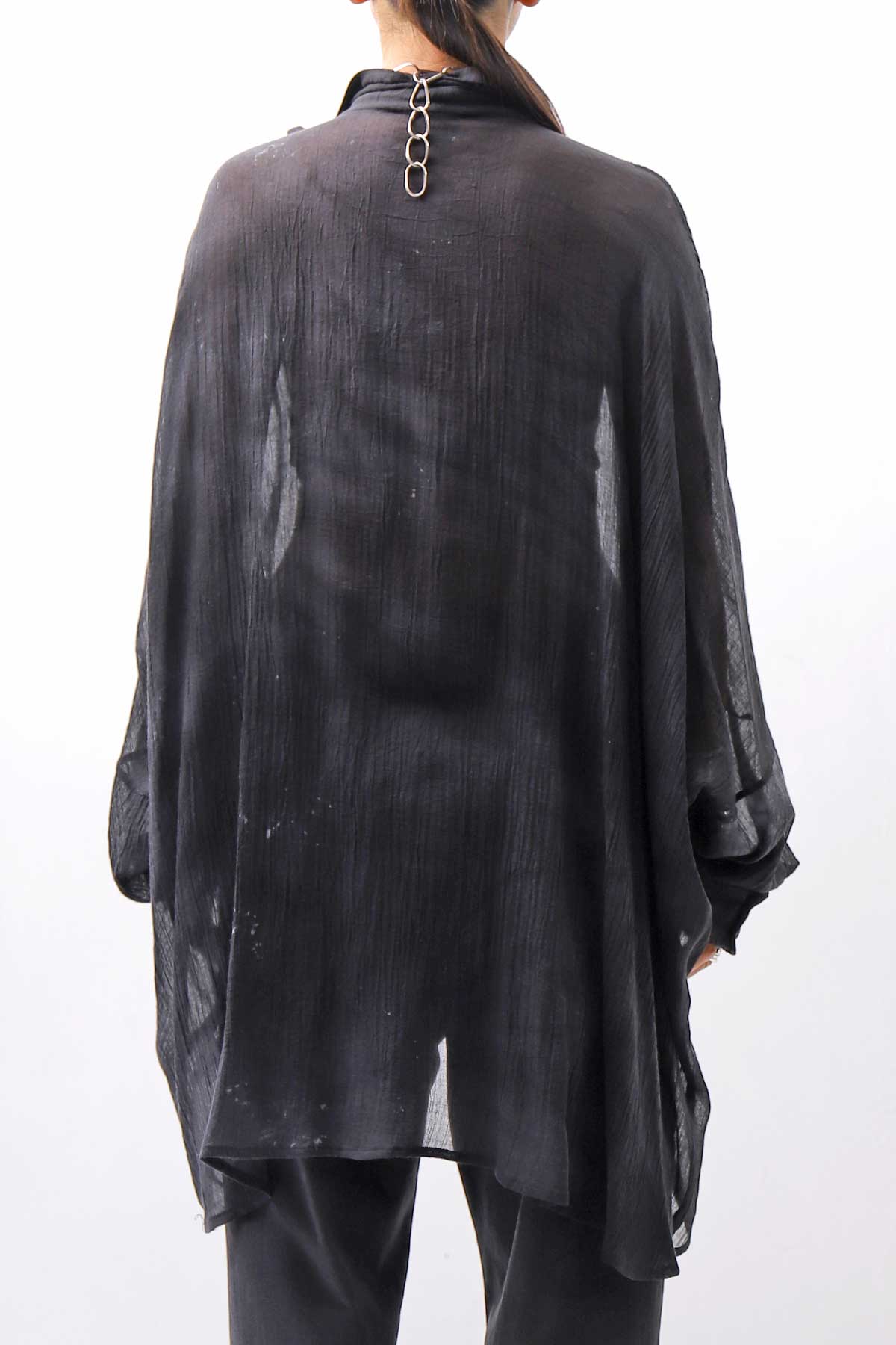 【NOSTRASANTISSIMA】 OVERSIZED DOLMAN SLEEVE DYED BLOUSE C143_GREY FADE