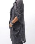 【NOSTRASANTISSIMA】 OVERSIZED DOLMAN SLEEVE DYED BLOUSE C143_GREY FADE