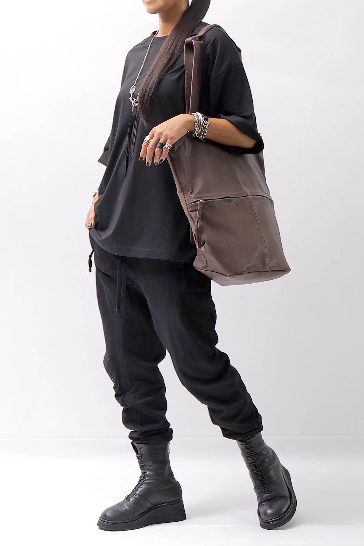 【MIRANDA KALOUDIS】 UNISEX 2WAY CALF LEATHER REGULAR BAG_FANGO