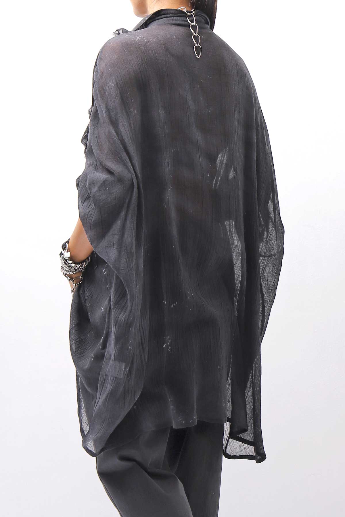 【NOSTRASANTISSIMA】 OVERSIZED DOLMAN SLEEVE DYED BLOUSE C143_GREY FADE