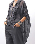 【NOSTRASANTISSIMA】 OVERSIZED DOLMAN SLEEVE DYED BLOUSE C143_GREY FADE