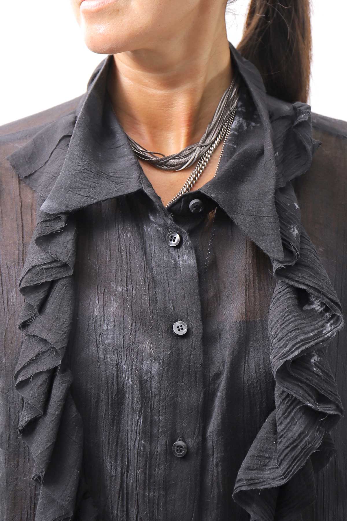 【NOSTRASANTISSIMA】 OVERSIZED DOLMAN SLEEVE DYED BLOUSE C143_GREY FADE