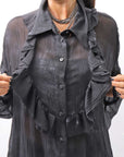 【NOSTRASANTISSIMA】 OVERSIZED DOLMAN SLEEVE DYED BLOUSE C143_GREY FADE