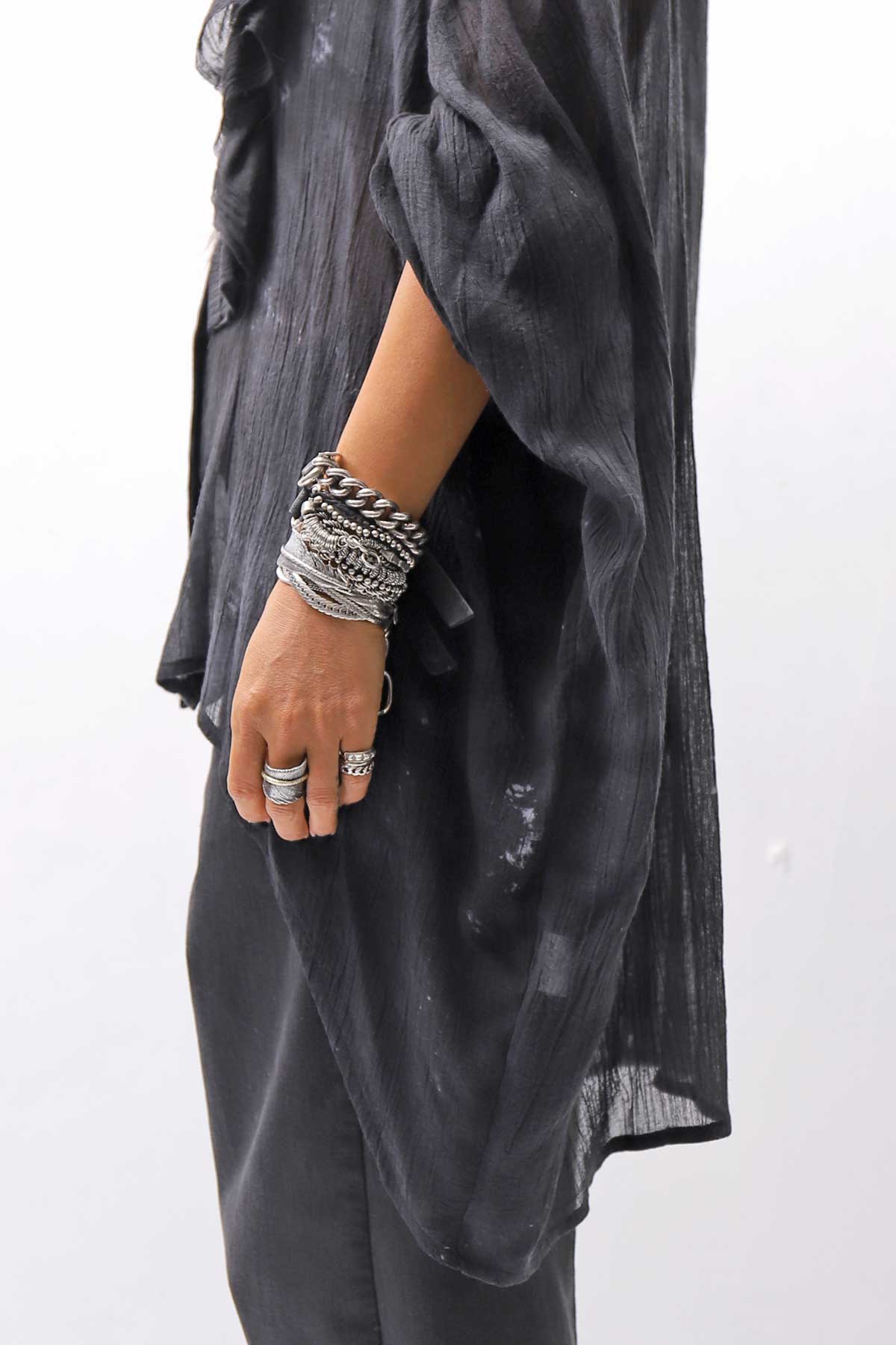 【NOSTRASANTISSIMA】 OVERSIZED DOLMAN SLEEVE DYED BLOUSE C143_GREY FADE