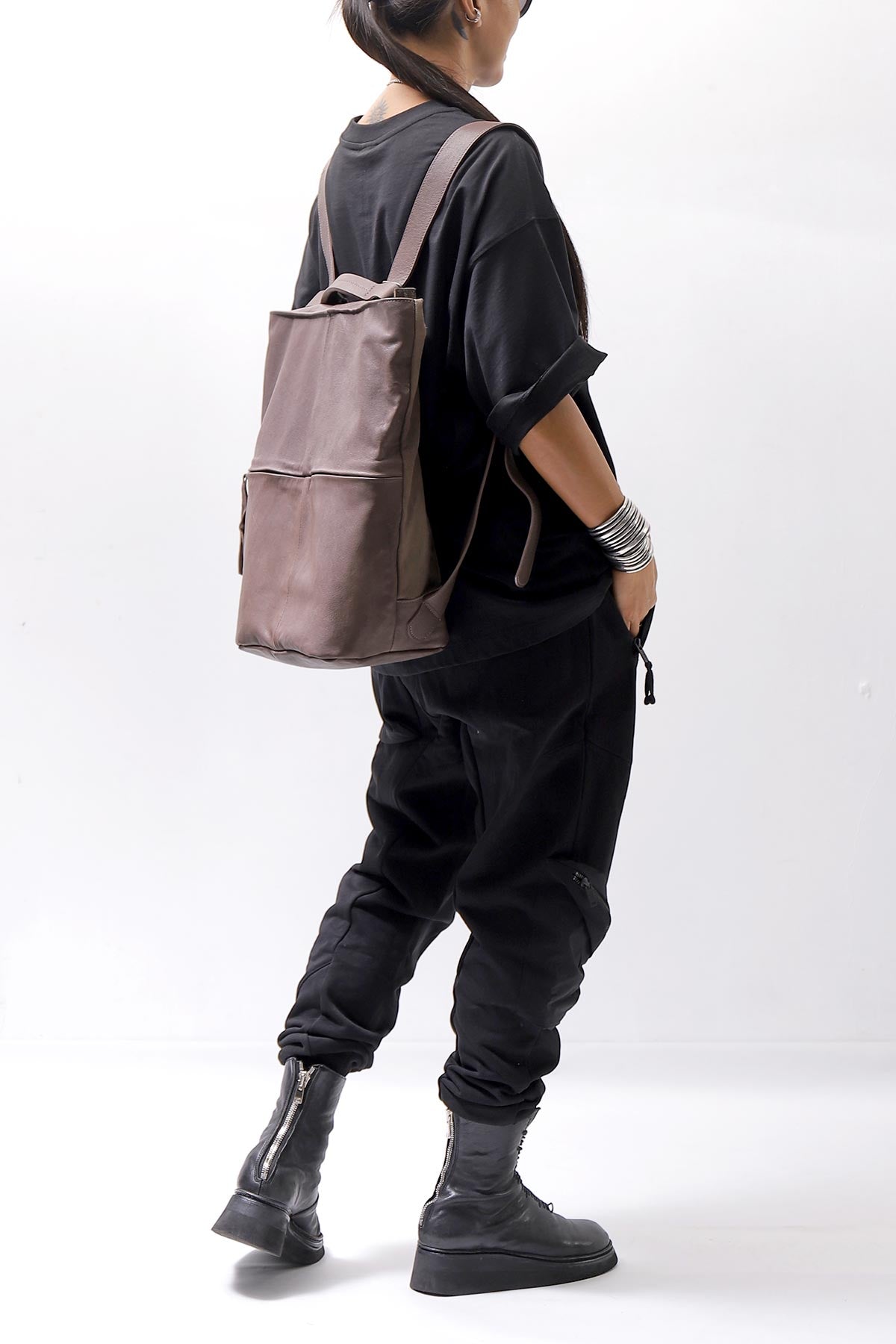 【MIRANDA KALOUDIS】 UNISEX 2WAY CALF LEATHER REGULAR BAG_FANGO