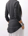 【NOSTRASANTISSIMA】 STRETCH COTTON FRONT BUTTON TOPS A124_BLACK