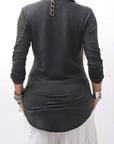 【NOSTRASANTISSIMA】 STRETCH COTTON FRONT BUTTON TOPS A124_BLACK