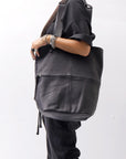 【MIRANDA KALOUDIS】 UNISEX 2WAY WAXED COWHIDE REGULAR BAG_BLACK