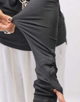 【NOSTRASANTISSIMA】 STRETCH COTTON FRONT BUTTON TOPS A124_BLACK