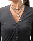 【NOSTRASANTISSIMA】 STRETCH COTTON FRONT BUTTON TOPS A124_BLACK