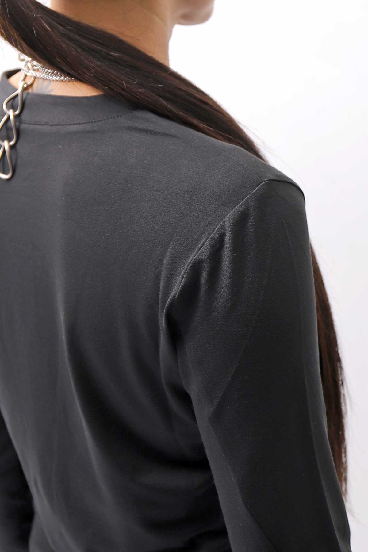 【NOSTRASANTISSIMA】 STRETCH COTTON FRONT BUTTON TOPS A124_BLACK