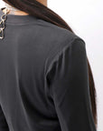 【NOSTRASANTISSIMA】 STRETCH COTTON FRONT BUTTON TOPS A124_BLACK