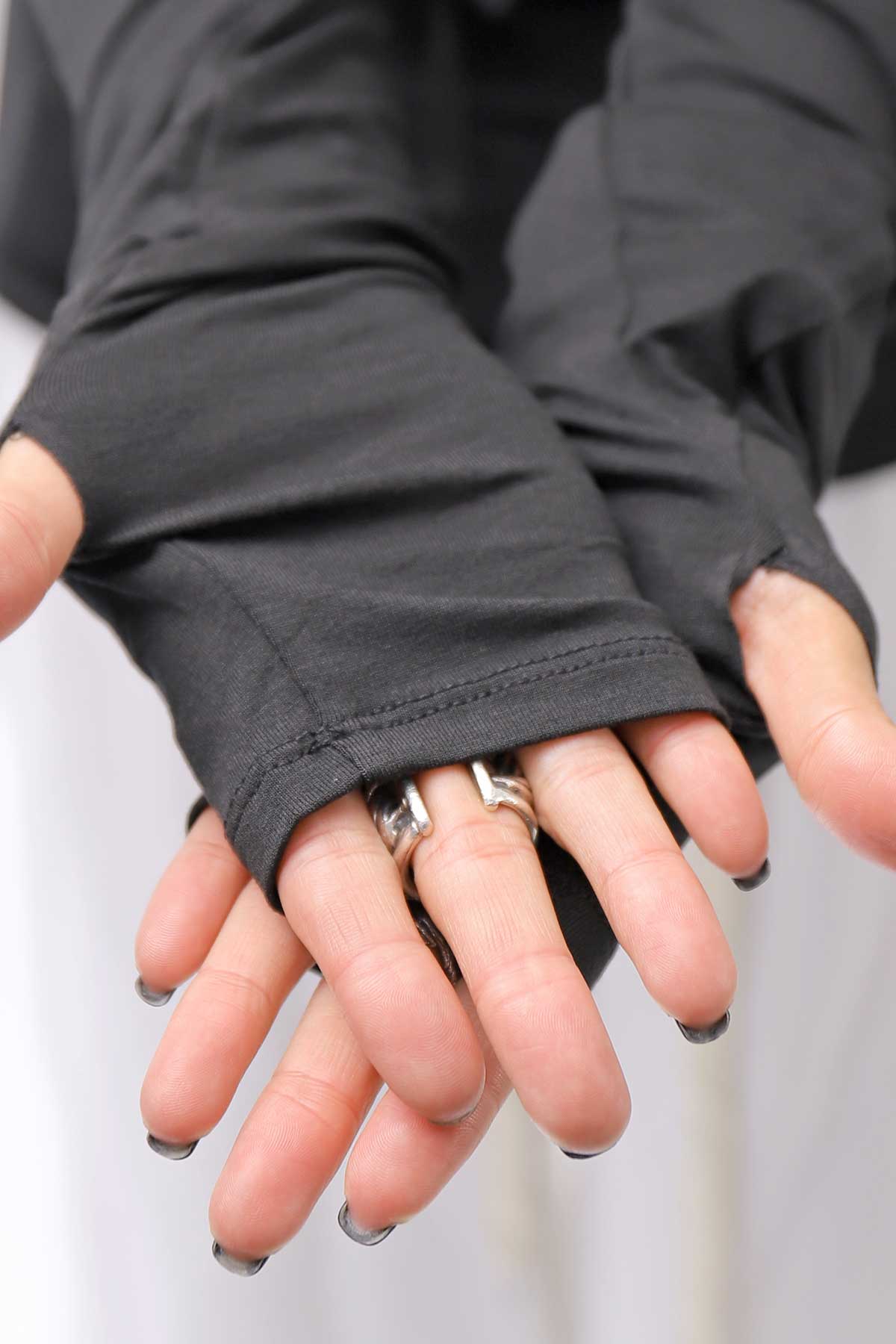 【NOSTRASANTISSIMA】 STRETCH COTTON FRONT BUTTON TOPS A124_BLACK