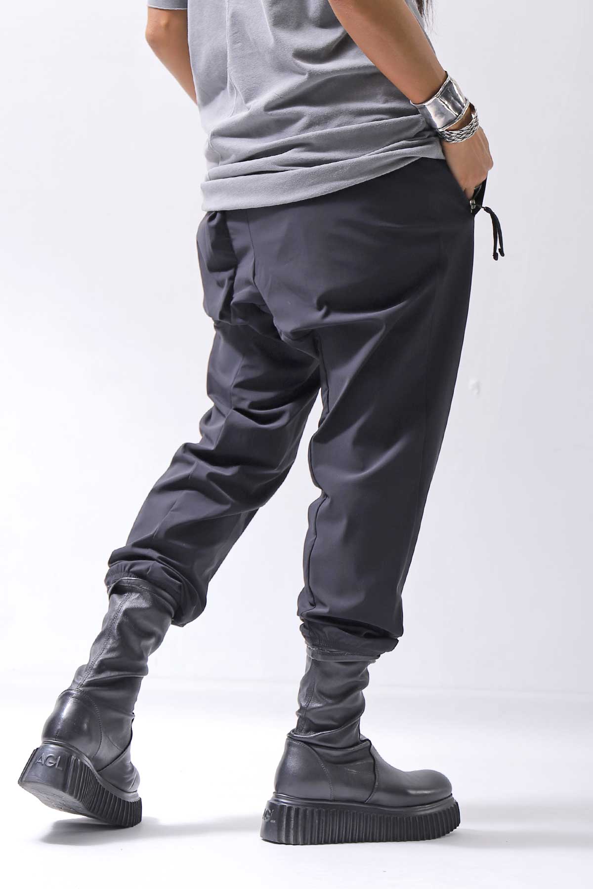【thom/krom】 UNISEX SUPER STRETCH NYLON RIB PANTS MP29_BLACK