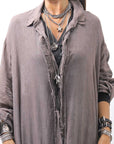 【NOSTRASANTISSIMA】 STRETCH COTTON FRONT BUTTON TOPS A124_BLACK