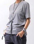 【thom/krom】 UNISEX COTTON REGULAR FIT TEE MTS872_USED GREY