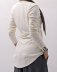【NOSTRASANTISSIMA】 STRETCH COTTON FRONT BUTTON TOPS A124_OFF WHITE