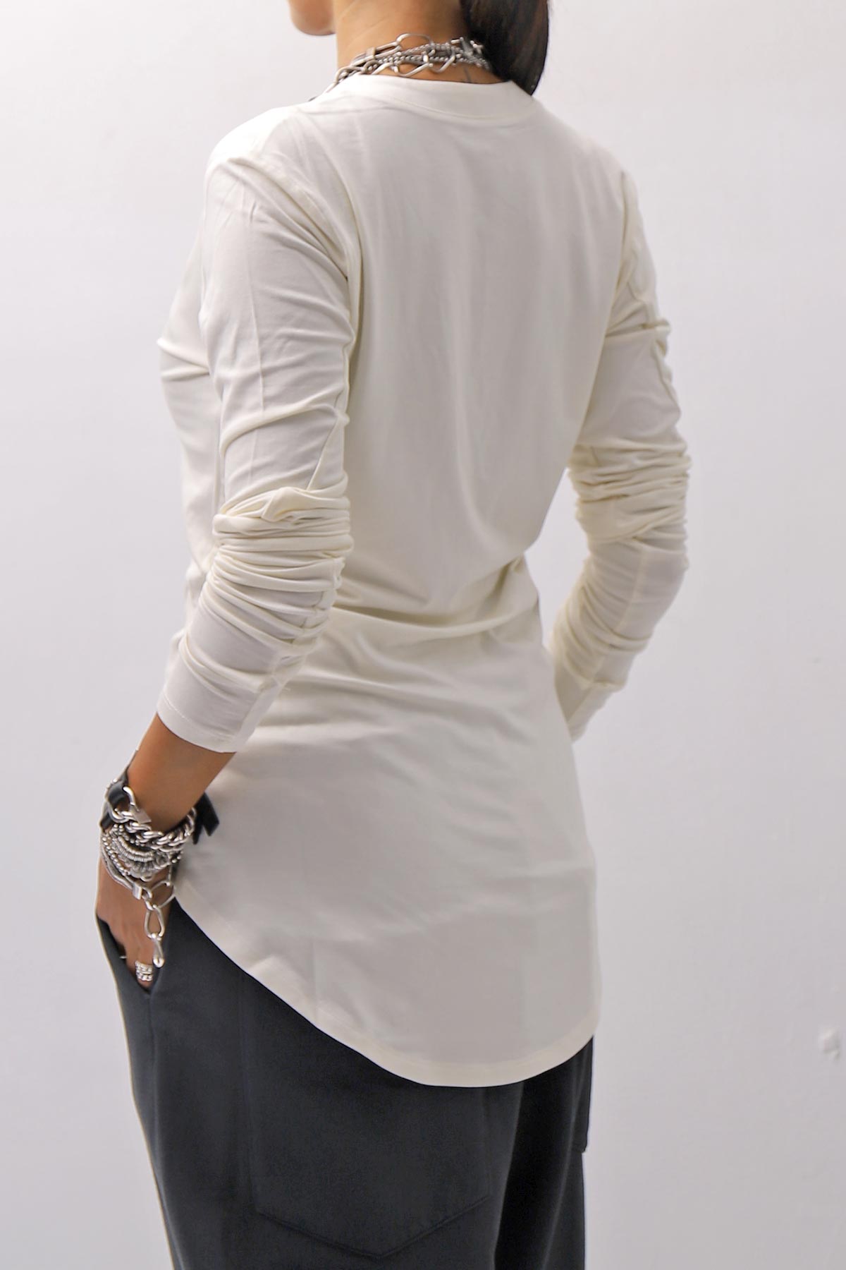 【NOSTRASANTISSIMA】 STRETCH COTTON FRONT BUTTON TOPS A124_OFF WHITE