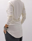 【NOSTRASANTISSIMA】 STRETCH COTTON FRONT BUTTON TOPS A124_OFF WHITE