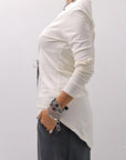 【NOSTRASANTISSIMA】 STRETCH COTTON FRONT BUTTON TOPS A124_OFF WHITE