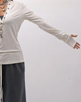 【NOSTRASANTISSIMA】 STRETCH COTTON FRONT BUTTON TOPS A124_OFF WHITE